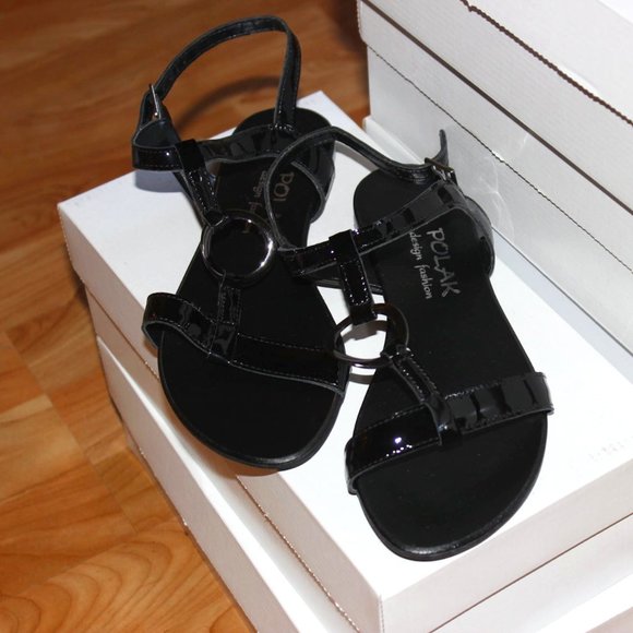 Designer Women  Black Leather Sandals - Picture 1 of 6